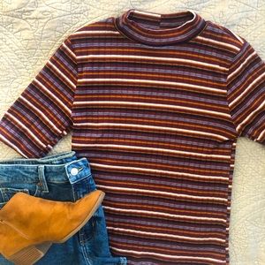 Striped Mock Neck Top